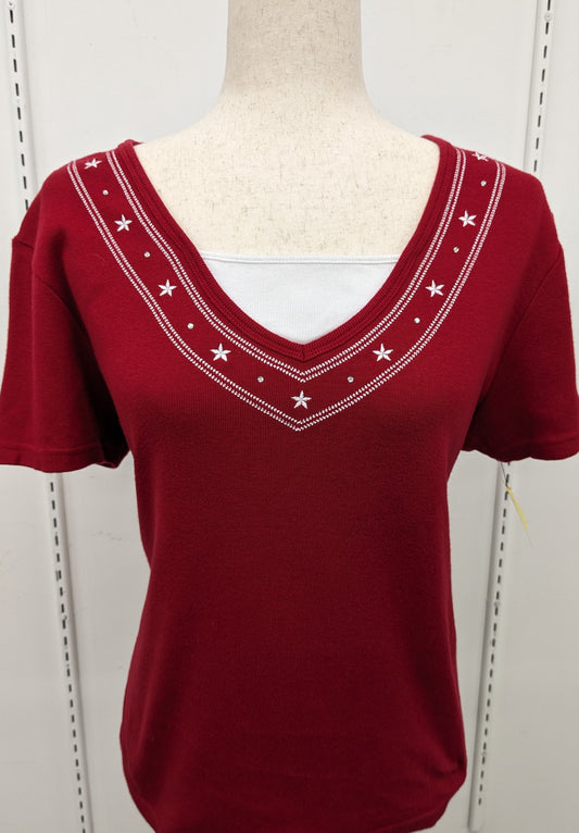 Karen Scott large petite red scoop neck