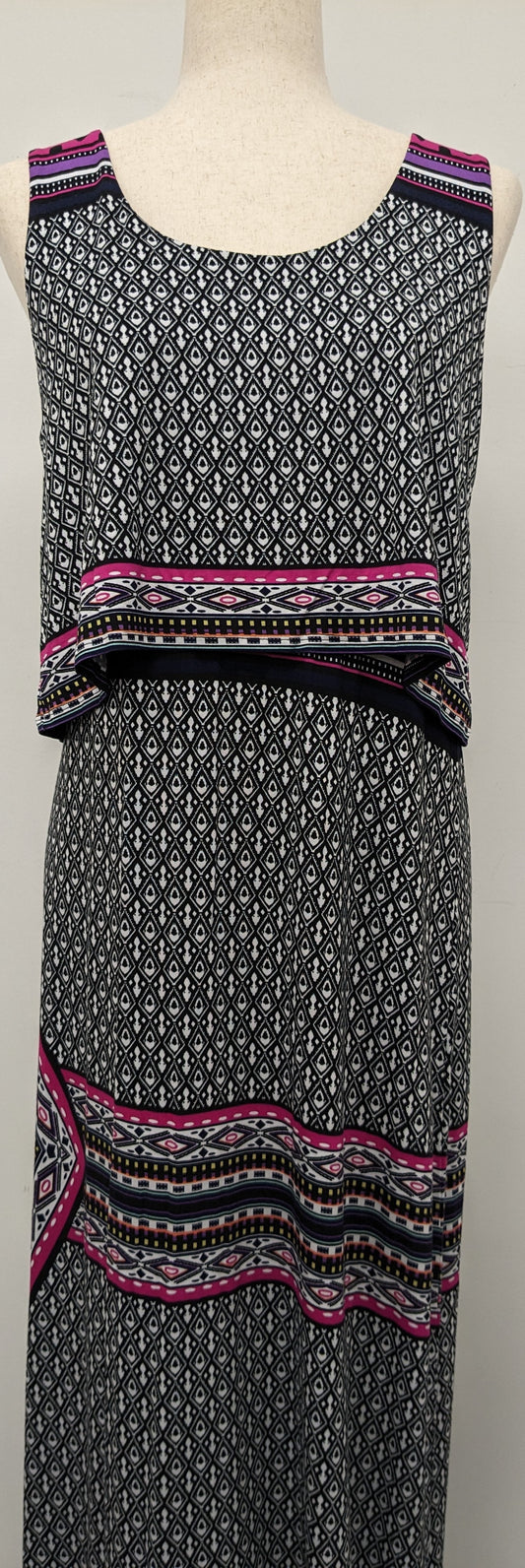 NEW! Chelsea & Theodore large black dress w/ multi colors