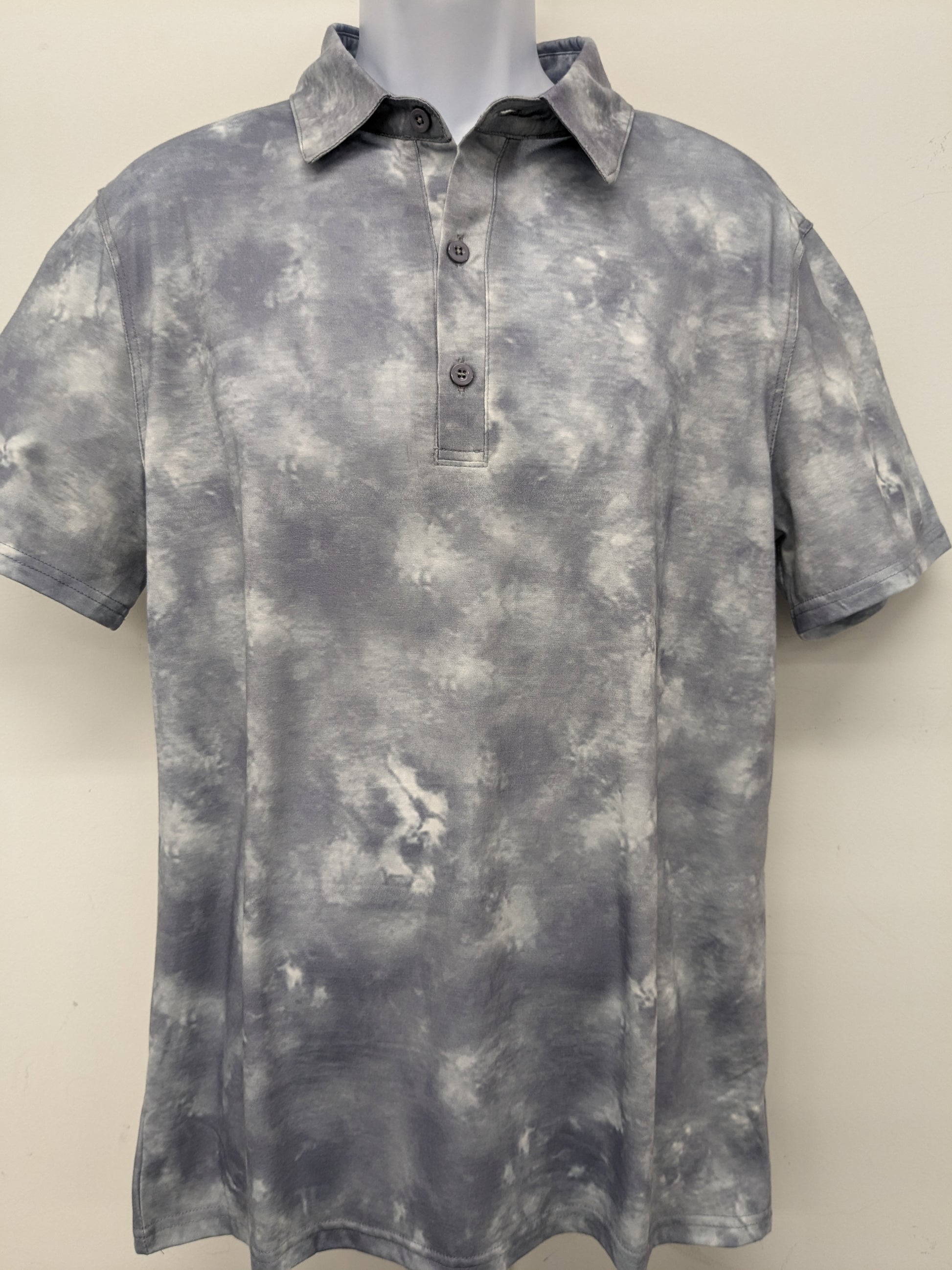 Deyeek med grey tie dye collared short sleeve shirt