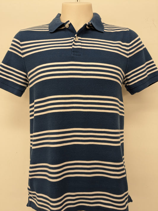 St. Johns Bay med. blue striped collared shirt