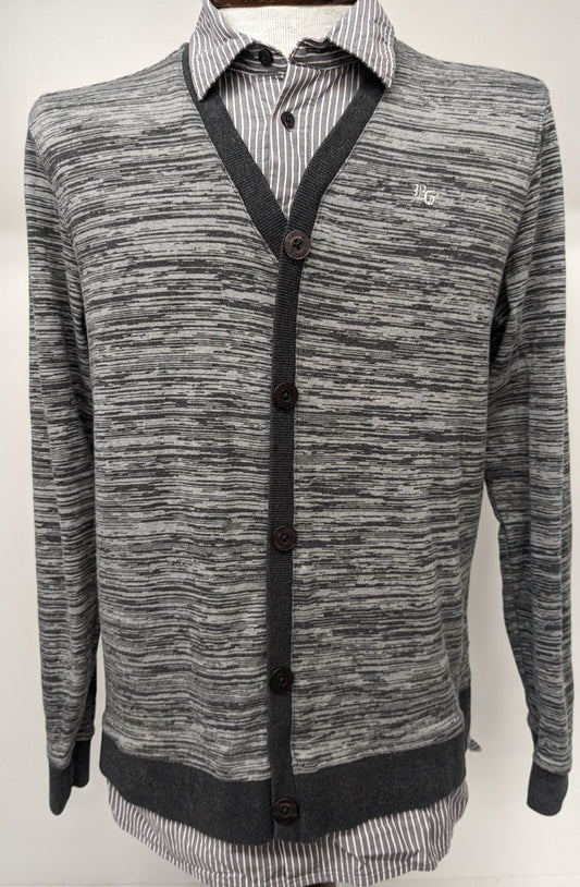 Blue Guru small grey cardigan dress shirt