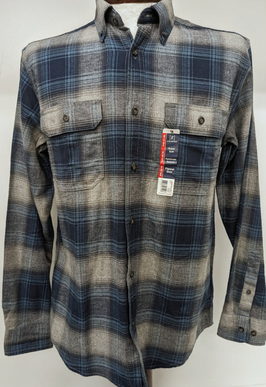 George small blue/grey plaid flannel shirt