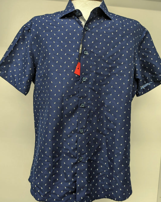 BC Collections short sleeve large navy dress shirt