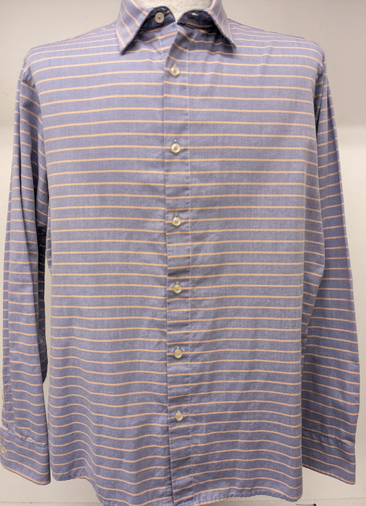 Paulo Solari long sleeve blue/peach dress shirt large