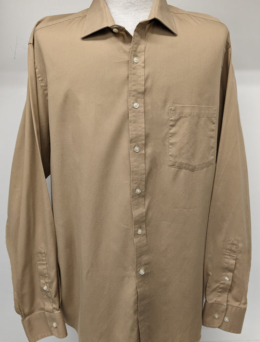 Van Heusen XLG brown long sleeve button dress shirt