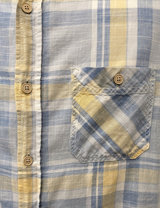 Weatherproof med. short sleeve dress shirt blue/yellow