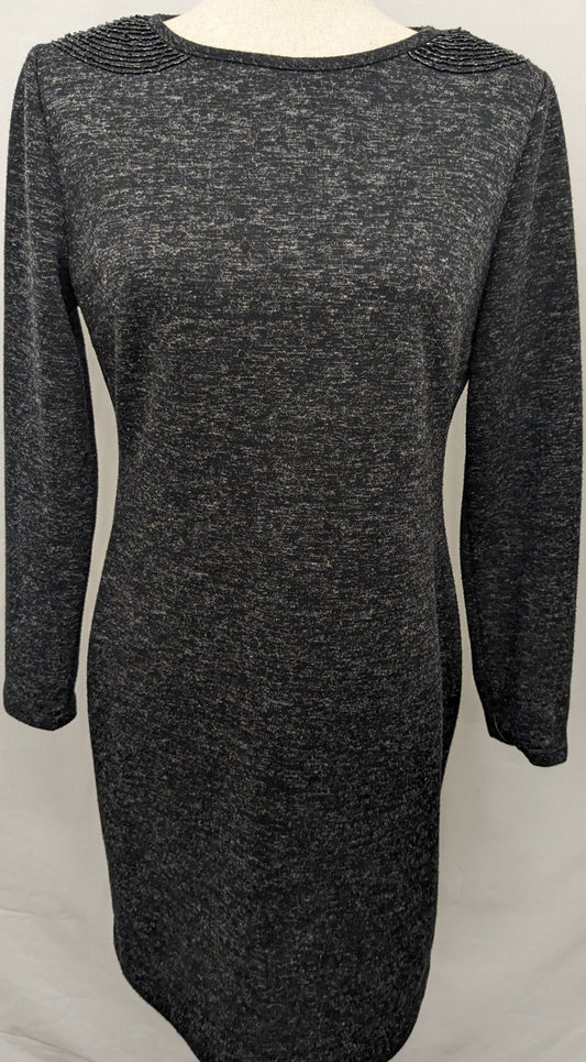 Adrienne Vittadini size 8 heathered black l/s dress