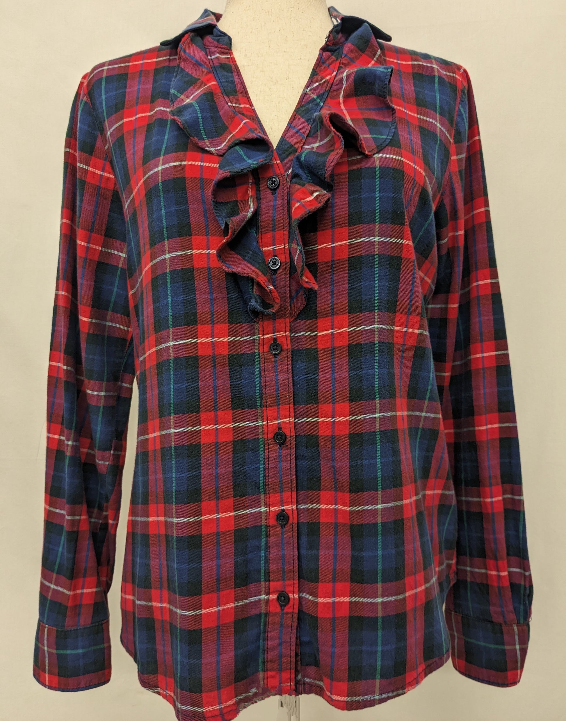 Tommy Hilfiger small long sleeve button up blue/red