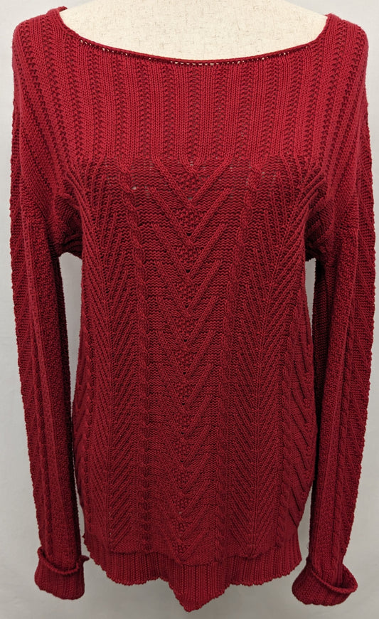 Cotton Country small red cable knit sweater