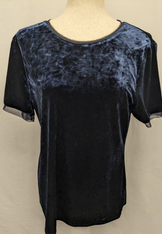 New! Philosophy navy velour shirt large