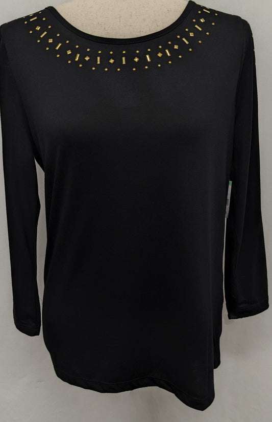 New! Jaclyn Smith small black cold shoulder shirt