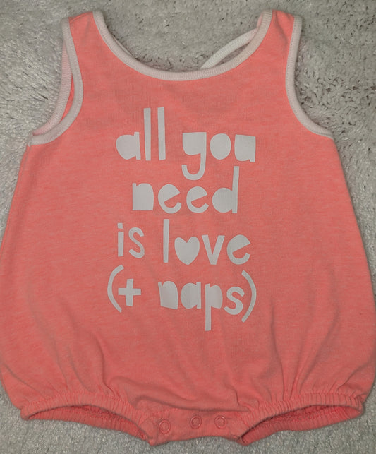 Baby Cat & Jack NB coral romper " All you need.."