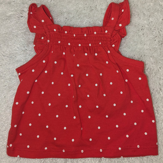 Carters NB red sleeveless top w/ polka dots