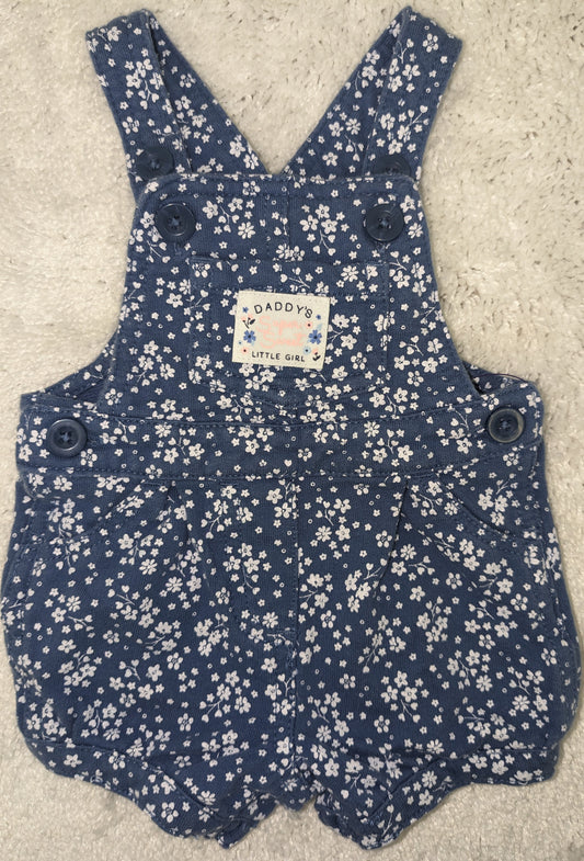 Carters 0-3m blue overalls w/ white flowers