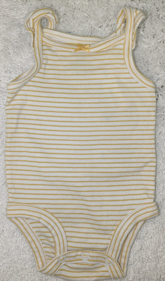 Carters 0-3m white bodysuit w/ yellow lines