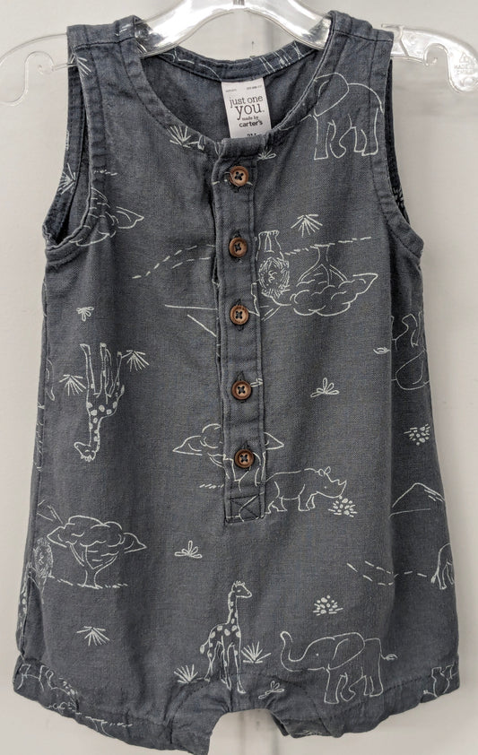 Just one you 0-3m grey romper w/ animals