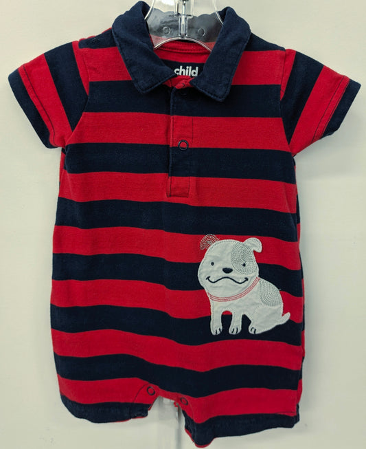 Child of Mine 0-3m blue/red striped romper