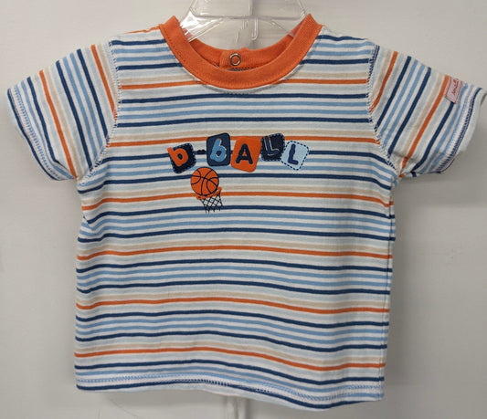 Small Wonders 3-6m striped shirt " B-Ball"