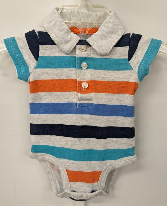 Carters NB grey striped bodysuit