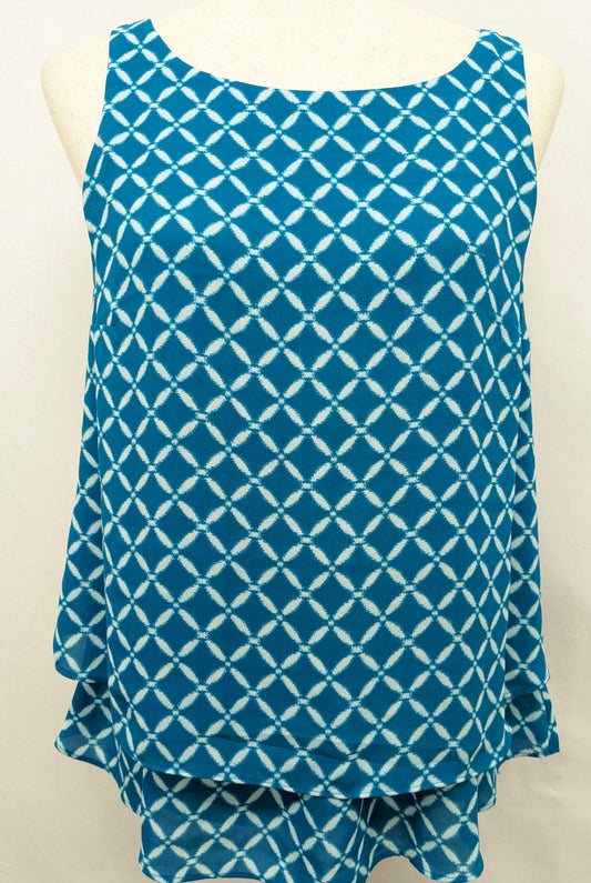 Worthington small blue tank w/ white designs