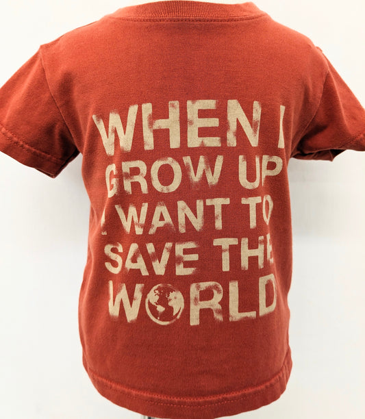 Roots 12-18m orange shirt "When I grow up..."