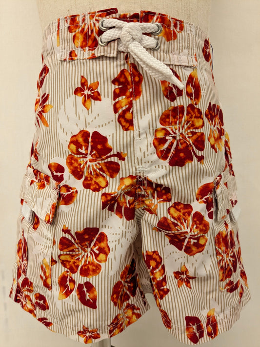 Carters 18m white & brown line shorts w/ hawaiian flower