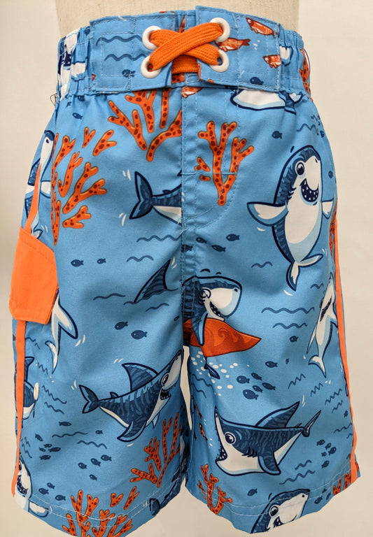 Swiggles 2T blue swim trunks w/ sharks