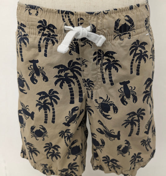 Gymboree 4T brown drawstring shorts w/ palm tree