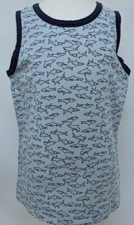 Amazon Essentials 10/12 blue tank w/ sharks