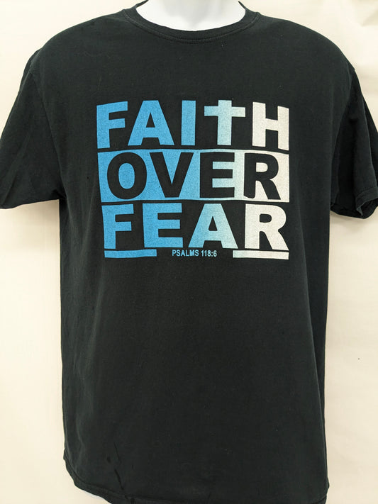 Fruit of the Loom med. black shirt " Faith over Fear"