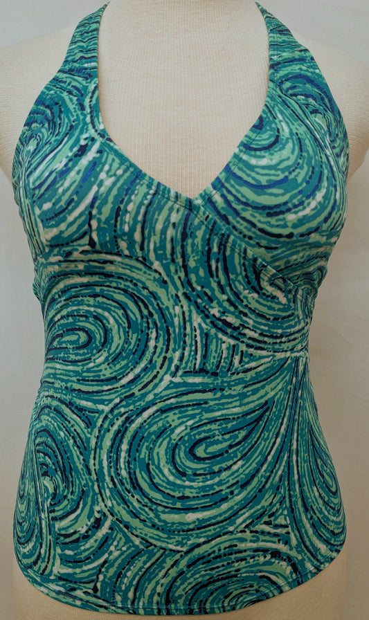 Jaclyn Smith size 16 blue design halter swim top