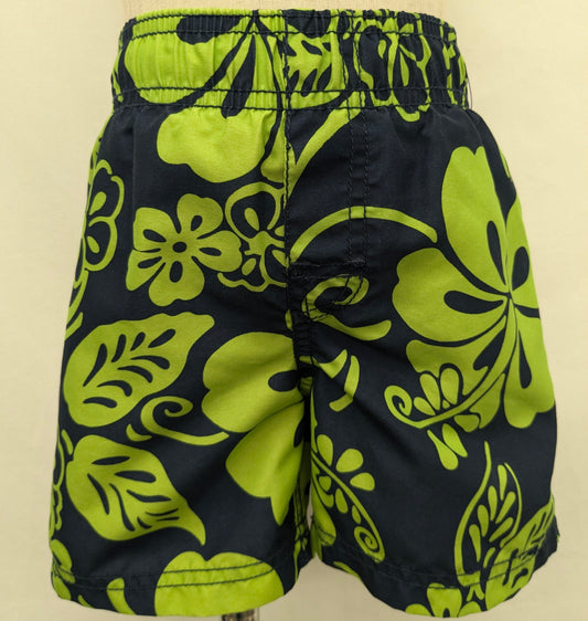 Est. 1989 Place 18-24m navy blue swim trunks w/ green floral