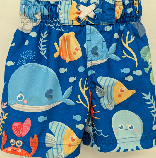 Swiggles 12m blue swim trunks w/ ocean creatures