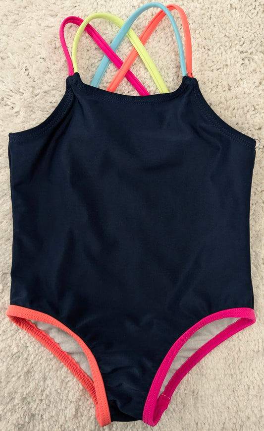 Wonder Nation 2T navy blue 1pc swim suit