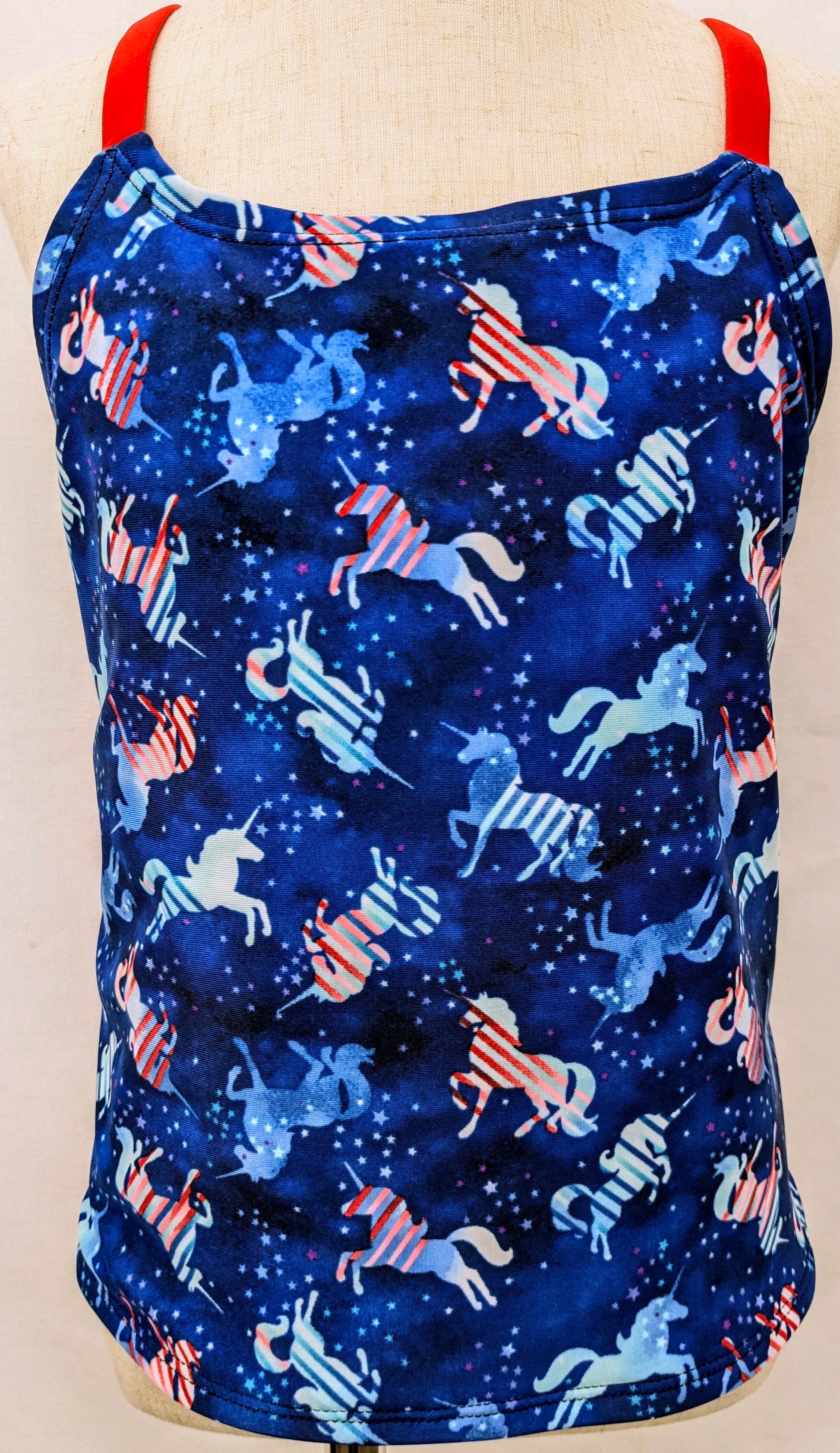 Wonder Nation 10/12 blue swim top w/ unicorns