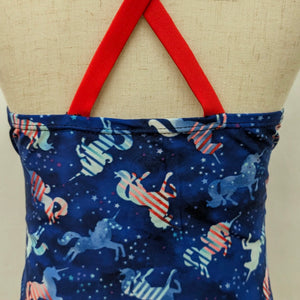 Wonder Nation 10/12 blue swim top w/ unicorns