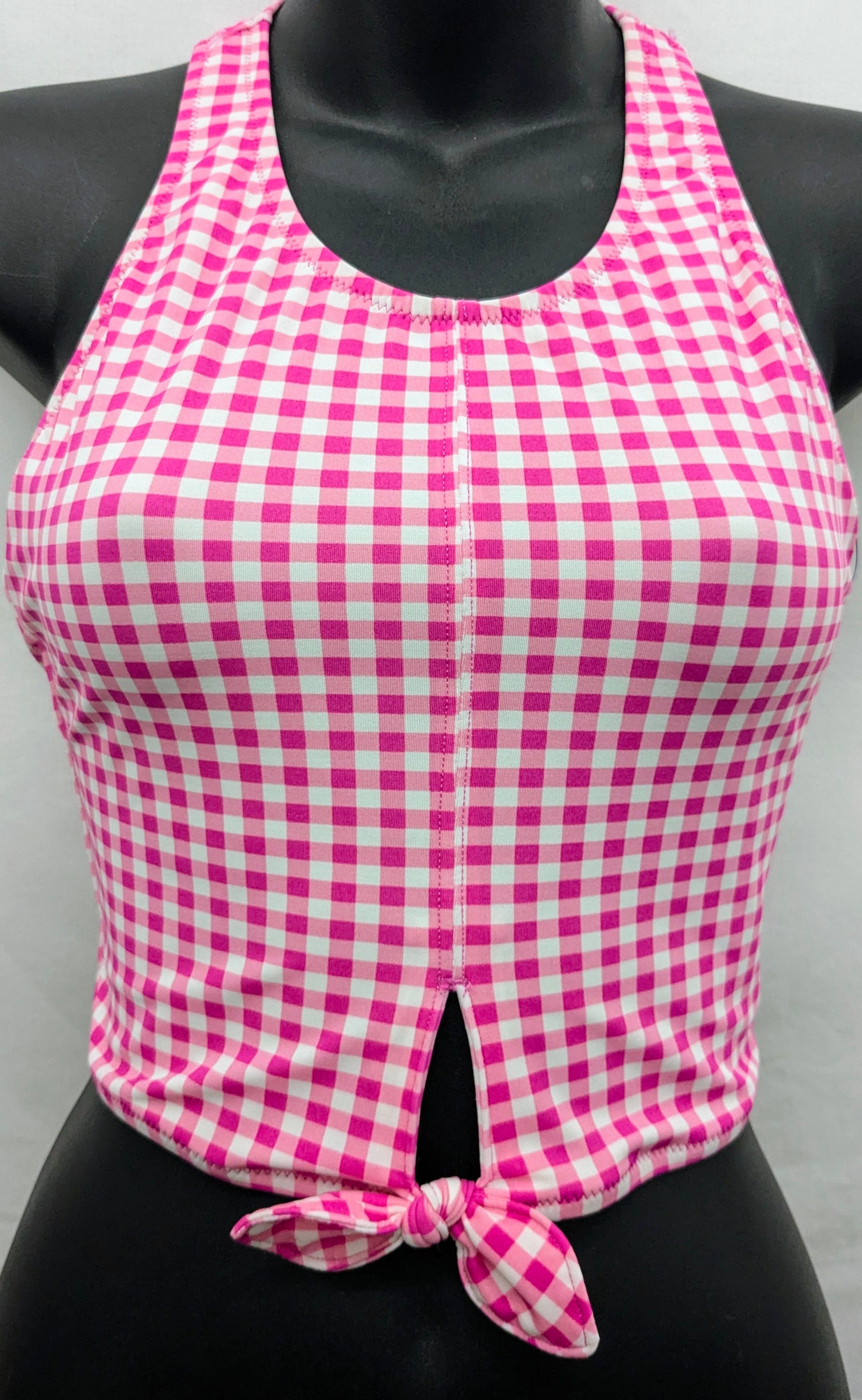 New! Crew Cuts 16 pink & white checkered swim top