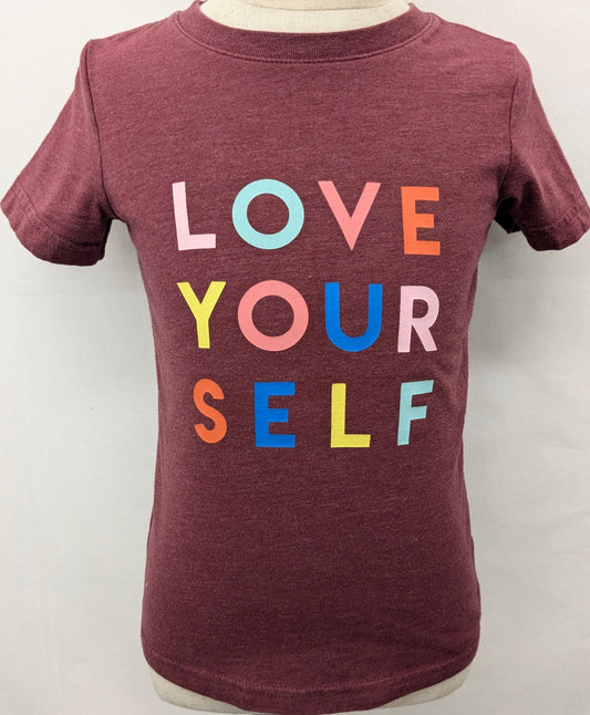 Cat & Jack 3T burgundy shirt " Love Your Self"