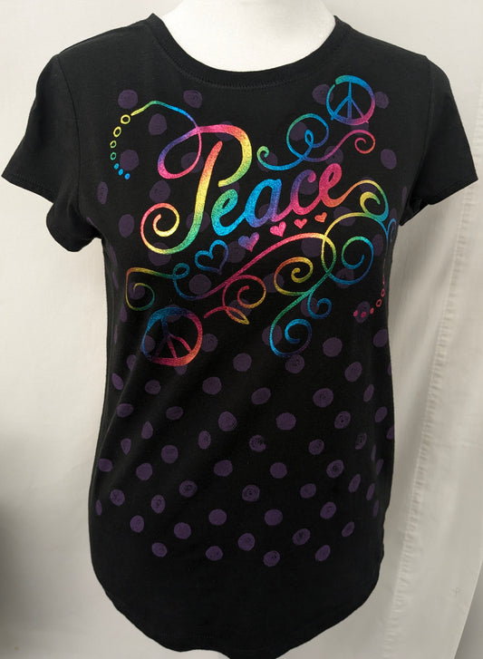 Hanes 14/16 black shirt " Peace"