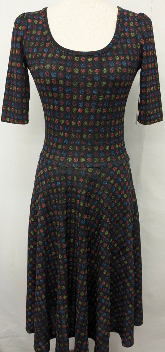 New! LuLaRoe "Nicole" black dress w/ dots