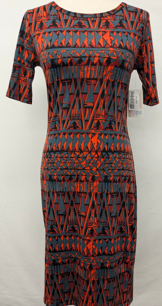 New! LuLaRoe "Julia" XSM grey/orange dress