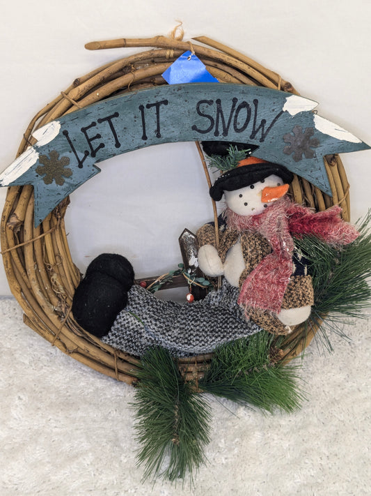 "Let it Snow" snowman wreath