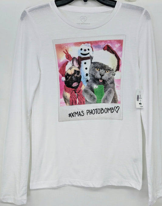 New! PS from Aeropostale white long sleeve "photobomb" shirt 14