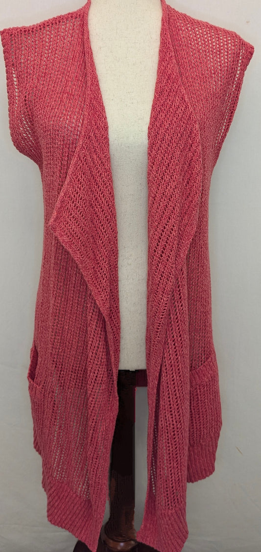 Eddie Bauer XS pink sleeveless cardigan