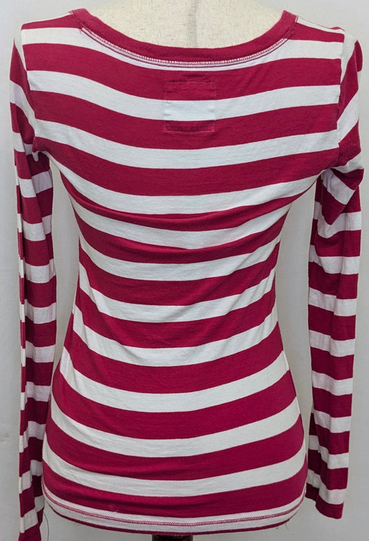 Hollister small pink & white striped long sleeve shirt