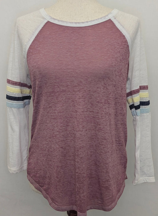 Pink Rose small purple top w/ white long sleeves