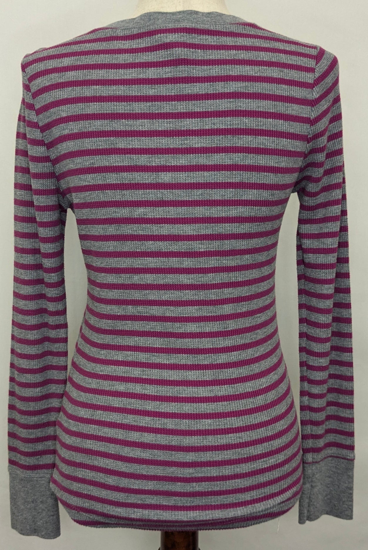 Faded Glory med. grey w/ pink stripes thermal top