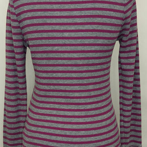 Faded Glory med. grey w/ pink stripes thermal top